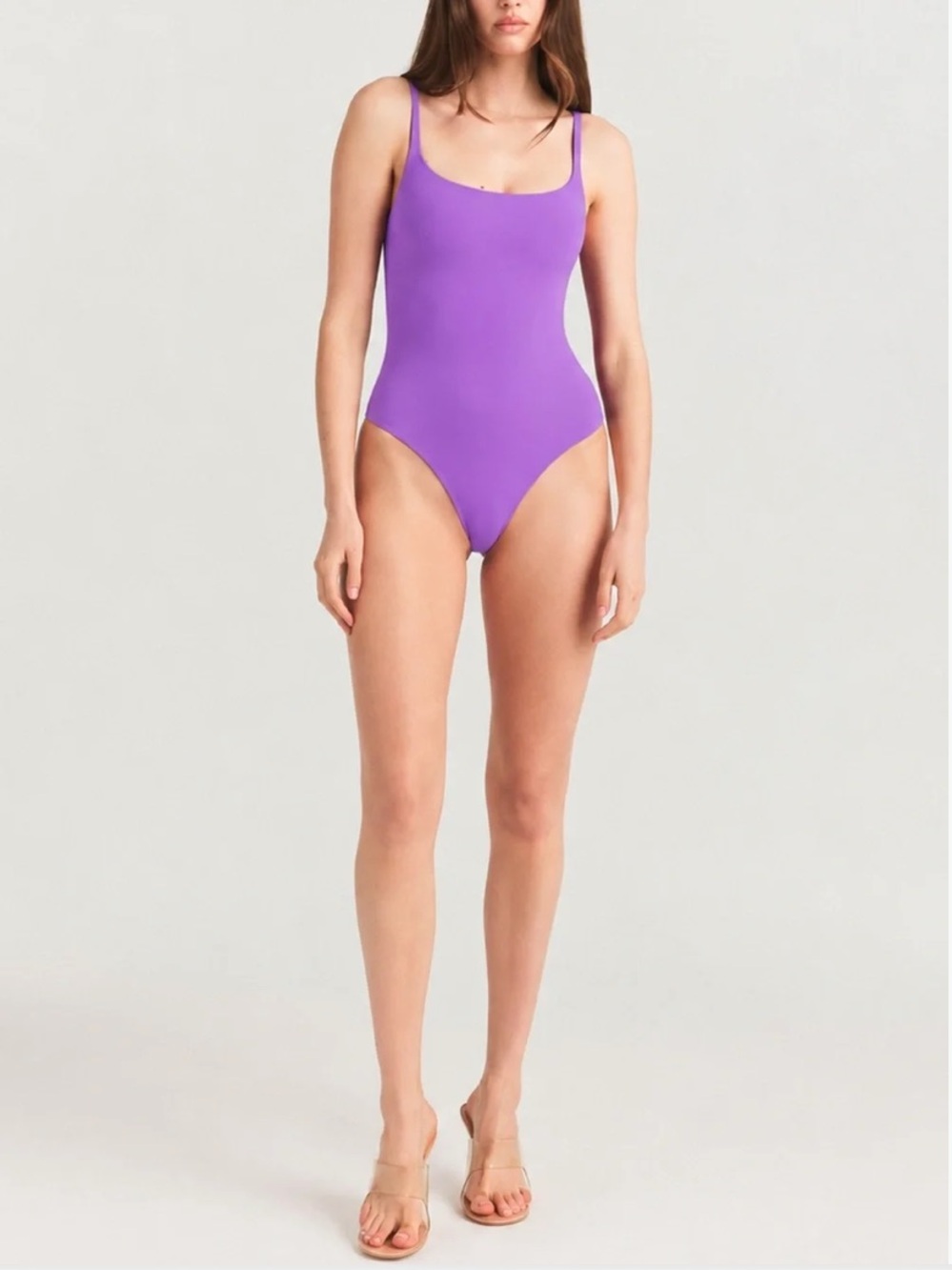 SKIMS Fits Everybody Square Neck Thong Bodysuit Purple Size Small